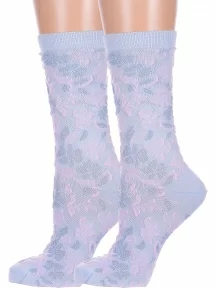 Комплект из 2 пар женских носков Брестские (БЧК), 2-20С1140, рис. 507, СЕРО-ГОЛУБЫЕ