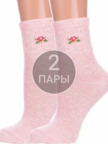 Комплект из 2 пар женских спортивных носков Брестские (БЧК) рис. 583, БЛЕДНО-РОЗОВЫЕ МЕЛАНЖ (2-23С1155)