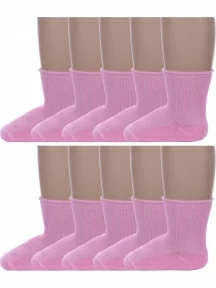 Комплект из 10 пар детских носков Альтаир, 10-С63, РОЗОВЫЕ