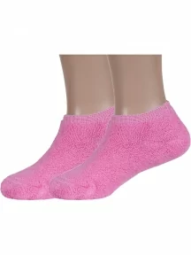 Комплект из 2 пар детских носков с наружной махрой ХОХ, 2-DZ-3R18, ТЕМНО-РОЗОВЫЕ