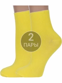 Комплект из 2 пар женских носков без резинки ХОХ, 2-G-1406, ЖЕЛТЫЕ