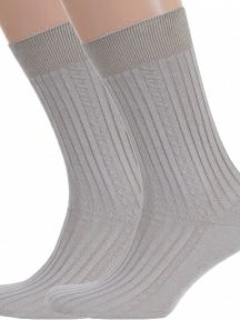 Комплект из 2 пар мужских носков RuSocks (Орудьевский трикотаж) из 100% хлопка, 2-М3-11001, рис. 02, ТЕМНО-БЕЖЕВЫЕ