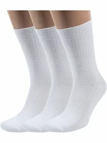 Комплект из 3 пар мужских носков без резинки ХОХ, 3-X-201, БЕЛЫЕ