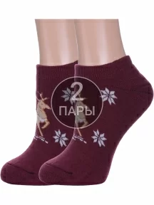 Комплект из 2 пар женских махровых шерстяных носков Альтаир, 2-ДМ-50, БОРДОВЫЕ