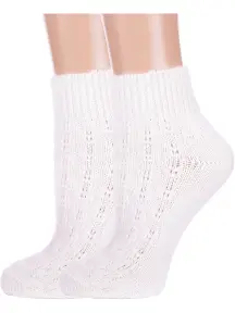 Комплект из 2 пар женских полушерстяных носков RuSocks (Орудьевский трикотаж) БЕЛЫЕ (2-Ж-23801)