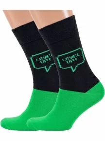 Комплект из 2 пар мужских носков MSCLUB №М45, 2-nm-513, ЧЕРНО-ЗЕЛЕНЫЕ