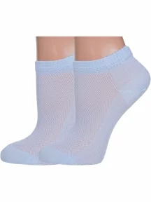 Комплект из 2 пар женских носков Grinston socks (PINGONS) из микромодала, 2-17D3, ГОЛУБЫЕ