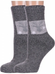 Комплект из 2 пар женских теплых махровых носков Hobby Line, 2-Нжамв6008-9, СЕРЫЕ
