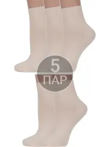 Комплект из 5 пар женских носков без резинки ХОХ БЕЖЕВЫЕ (5-G-1406)
