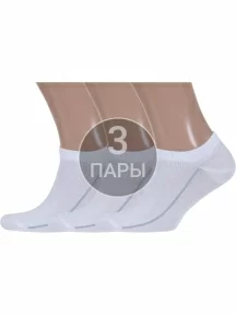 Комплект из 3 пар ультракоротких спортивных мужских носков Брестские (БЧК) рис. 006, БЕЛЫЕ (3-14С2312)