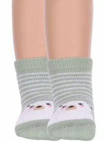Комплект из 2 пар детских махровых носков Брестские (БЧК), 2-14С3060, рис. 450, СЕРО-ЗЕЛЕНЫЕ