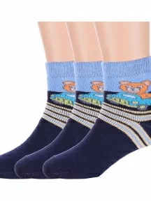 Комплект из 3 пар детских махровых носков Брестские (БЧК), 3-14С3060, рис. 822, ТЕМНО-СИНИЕ