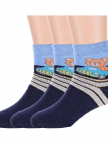 Комплект из 3 пар детских махровых носков Брестские (БЧК), 3-14С3060, рис. 822, ТЕМНО-СИНИЕ