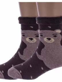 Комплект из 2 пар детских махровых носков RuSocks (Орудьевский трикотаж), 2-Д3-33490, КОРИЧНЕВЫЕ