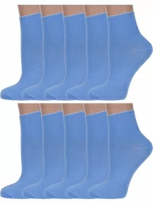 Комплект из 10 пар женских носков без резинки ХОХ, 10-G-1406, ГОЛУБЫЕ