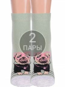 Комплект из 2 пар женских носков Брестские (БЧК), 2-20С1133, рис. 587, СЕРО-ЗЕЛЕНЫЕ