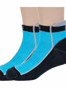 Комплект из 2 пар детских спортивных носков с махровым следом ХОХ, 2-SPD-12, ЧЕРНО-БИРЮЗОВЫЕ