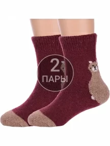 Комплект из 2 пар детских теплых махровых носков Hobby Line, 2-Ндад7617-1, БОРДОВЫЕ