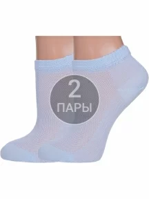 Комплект из 2 пар женских носков Grinston socks (PINGONS) из микромодала, 2-17D3, ГОЛУБЫЕ