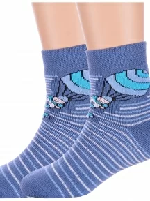Комплект из 2 пар детских махровых носков Брестские (БЧК), 2-14С3060, рис. 411, ДЖИНСОВЫЕ