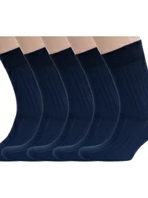 Комплект из 5 пар мужских носков RuSocks (Орудьевский трикотаж) из 100% хлопка, 5-М3-11001, рис. 01, ТЕМНО-СИНИЕ
