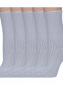Комплект из 5 пар носков с ослабленной резинкой Альтаир, 5-А205, СВЕТЛО-СЕРЫЕ