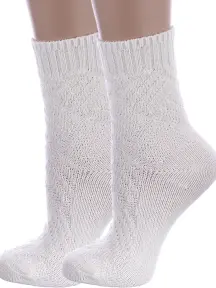 Комплект из 2 пар женских полушерстяных носков RuSocks (Орудьевский трикотаж) БЕЛЫЕ (2-Ж3-38847)