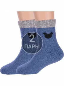 Комплект из 2 пар детских теплых махровых носков Hobby Line ДЖИНСОВЫЕ (2-Ндад7621-06)