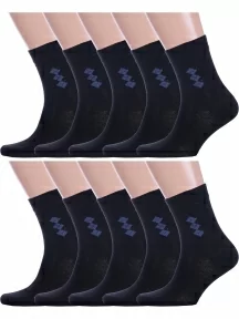 Комплект из 10 пар мужских носков Альтаир, 10-С45, ЧЕРНЫЕ с темно-серым