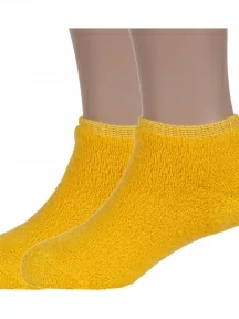 Комплект из 2 пар детских носков с наружной махрой ХОХ, 2-DZ-3R18, ТЕМНО-ЖЕЛТЫЕ