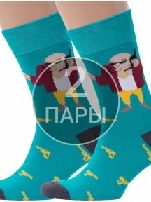 Комплект из 2 пар мужских носков MSCLUB №М06, 2-NM-79, БИРЮЗОВЫЕ