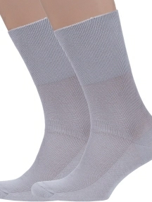 Комплект из 2 пар мужских медицинских носков Dr. Feet (PINGONS) из 100% хлопка, 2-15DF2, СВЕТЛО-СЕРЫЕ