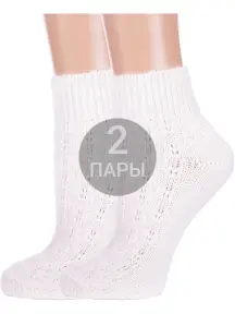 Комплект из 2 пар женских полушерстяных носков RuSocks (Орудьевский трикотаж) БЕЛЫЕ (2-Ж-23801)