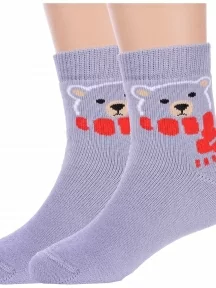 Комплект из 2 пар детских махровых носков Брестские (БЧК), 2-14С3060, рис. 405, СЕРО-СИРЕНЕВЫЕ