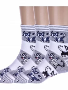 Комплект из 3 пар детских носков "Красная ветка", 3-С-1702, СЕРЫЕ