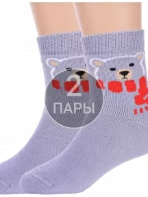 Комплект из 2 пар детских махровых носков Брестские (БЧК) рис. 405, СЕРО-СИРЕНЕВЫЕ (2-14С3060)