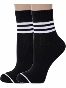 Комплект из 2 пар женских носков с ослабленной резинкой ХОХ, 2-G-1407, ЧЕРНЫЕ