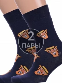 Комплект из 2 пар мужских носков "Бременские музыканты" Брестские (БЧК), 2-23С2155, рис. 518, ТЕМНО-СИНИЕ