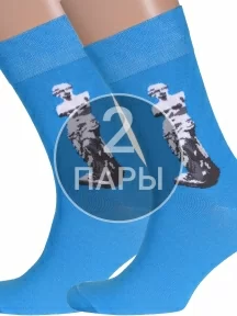 Комплект из 2 пар мужских носков MSCLUB №М20, 2-nm-239Э, ГОЛУБЫЕ с Венерой
