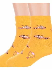 Комплект из 2 пар детских махровых носков Брестские (БЧК), 2-14С3060, рис. 805, ТЕМНО-ЖЕЛТЫЕ