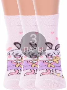 Комплект из 3 пар детских носков Брестские (БЧК), 3-14С3081, рис. 1059, СВЕТЛО-РОЗОВЫЕ