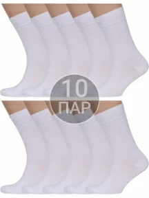 Комплект из 10 пар мужских носков Брестские (БЧК), 10-14С2122, рис. 000, БЕЛЫЕ