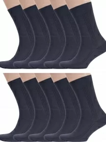 Комплект из 10 пар мужских носков RuSocks (Орудьевский трикотаж) из 100% хлопка, 10-М3-11001, рис. 03, ТЕМНО-СЕРЫЕ