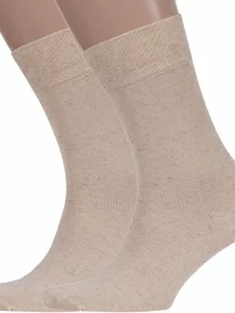 Комплект из 2 пар мужских носков ХОХ из вискозы и льна, 2-X-1107, БЕЖЕВЫЕ