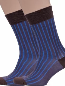 Комплект из 2 пар мужских носков Sergio di Calze (PINGONS) из мерсеризованного хлопка, 2-18SC2, КОРИЧНЕВЫЕ