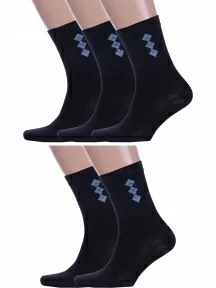 Комплект из 5 пар мужских носков Альтаир, 5-С45, ЧЕРНЫЕ с джинсовым