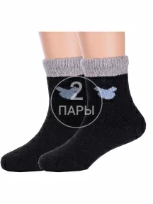 Комплект из 2 пар детских теплых махровых носков Hobby Line ЧЕРНЫЕ (2-Ндад7621-06)