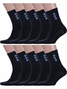 Комплект из 10 пар мужских носков Альтаир, 10-С45, ЧЕРНЫЕ с джинсовым