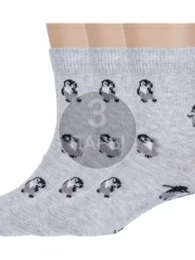 Комплект из 3 пар детских носков RuSocks (Орудьевский трикотаж), 3-Д3-130096М, рис. 01, СВЕТЛО-СЕРЫЕ