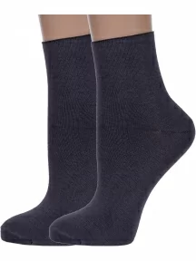 Комплект из 2 пар женских носков без резинки ХОХ, 2-G-1406, ТЕМНО-СЕРЫЕ